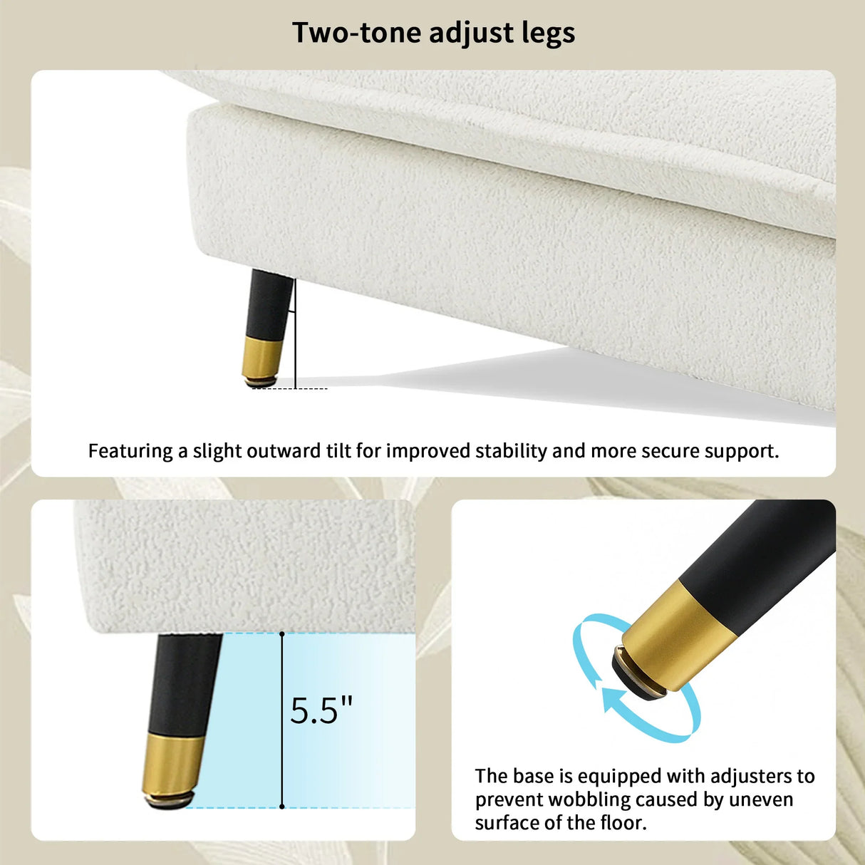 L Shaped Sofa Cloud Chenille Fabric Removable Ottoman White - Furniture Home Direct