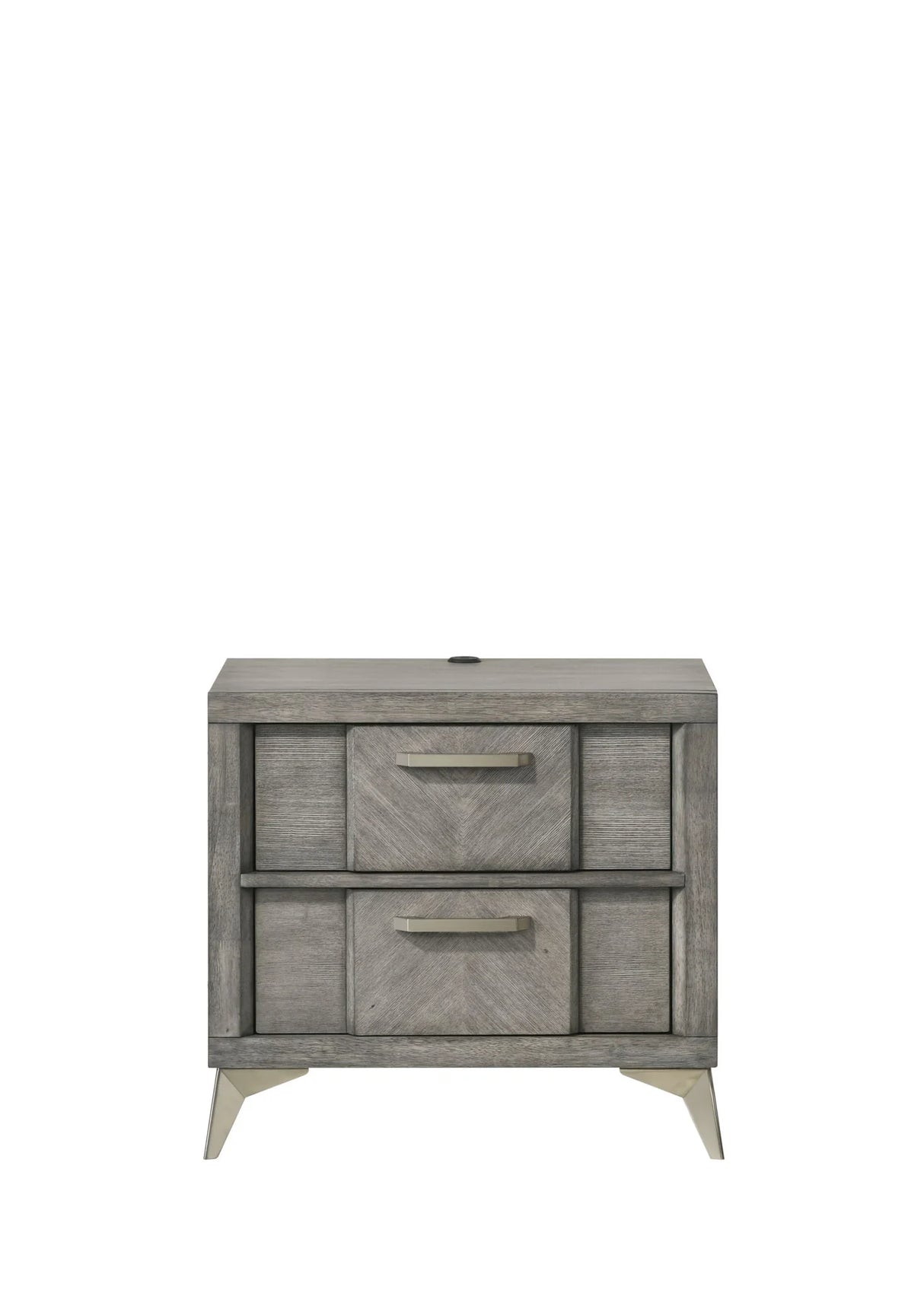 2 Drawer Night Bookmatched Veneers - Gray - Furniture Home Direct