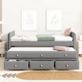 Upholstered Daybed With Trundle And Drawers - Furniture Home Direct