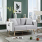 Easton - Linen Fabric Loveseat With USB Charging Ports Pockets And Pillows - Furniture Home Direct