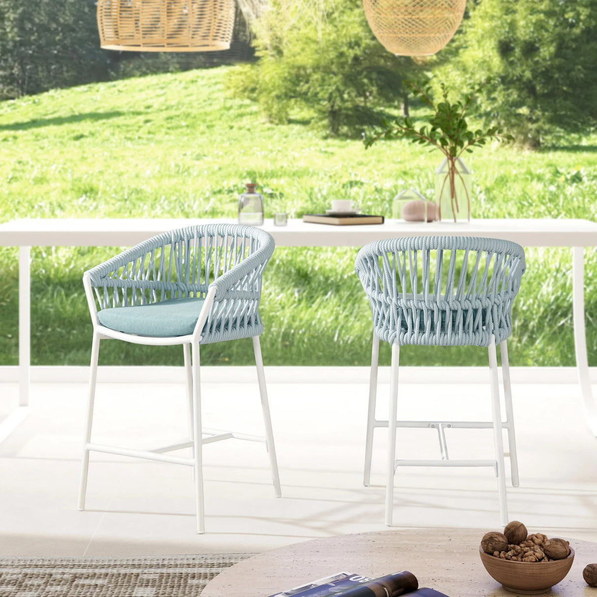 Maiden - Patio Counter Stool Sunproof Olefin (Set of 2) - Furniture Home Direct