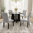5 Piece Round Dining Table Set, Modern Table And 4 Upholstered Chairs For Dining Room - Furniture Home Direct