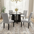 5 Piece Round Dining Table Set, Modern Table And 4 Upholstered Chairs For Dining Room - Furniture Home Direct