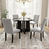 5 Piece Round Dining Table Set, Modern Table And 4 Upholstered Chairs For Dining Room - Furniture Home Direct