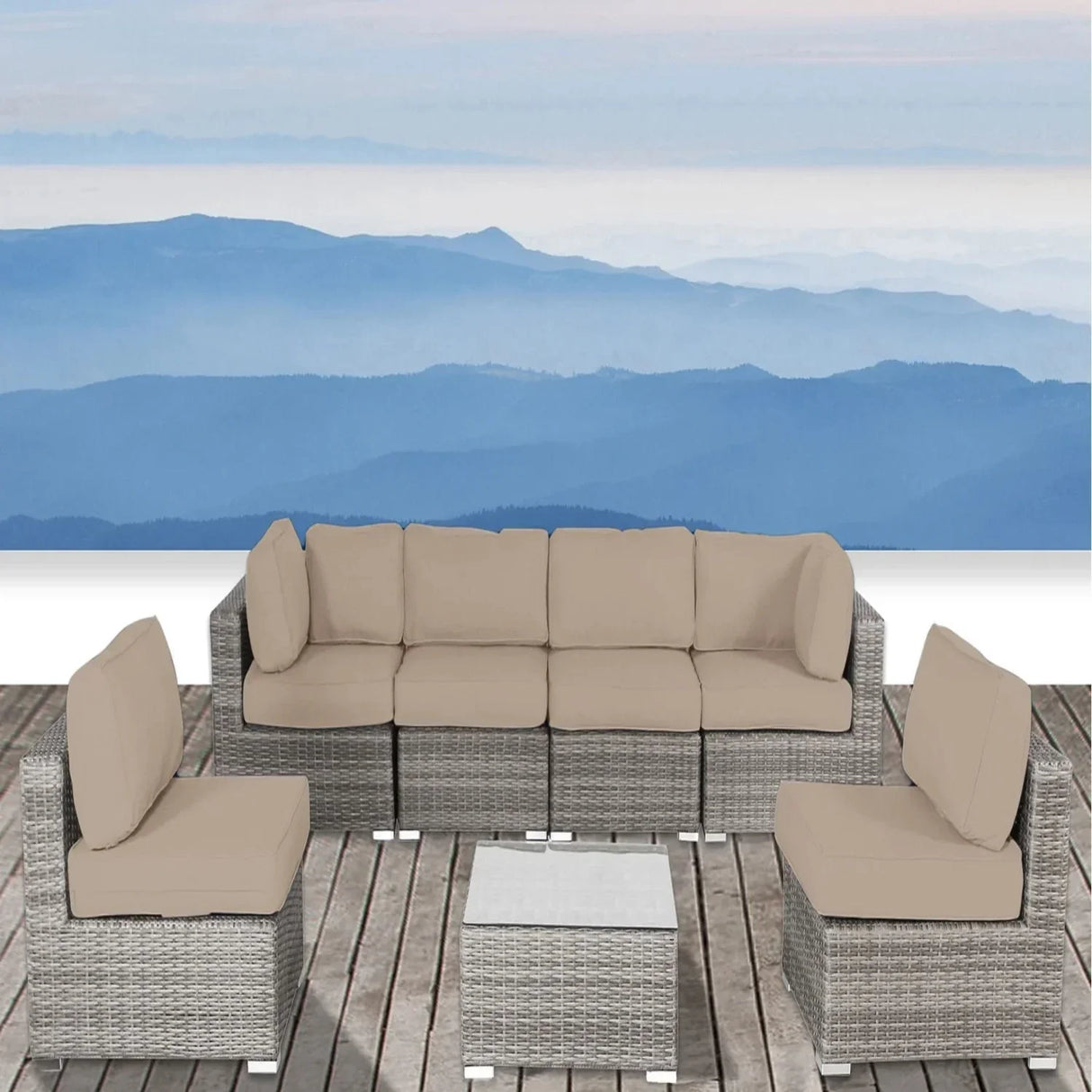 Outdoor Wicker Seating Group With Cushions - Furniture Home Direct