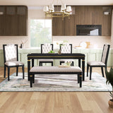 Dining Set With Tufted High Back Chairs And Bench Black - Furniture Home Direct