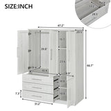 Wardrobe With 4 Doors And 3 Drawers Solid Wood White - Furniture Home Direct