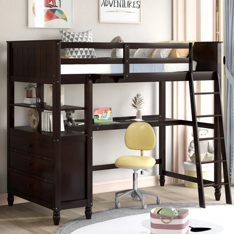 Loft Bed With Drawers With Desk And Shelves - Furniture Home Direct