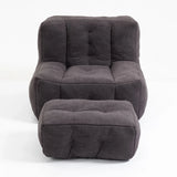 Modern Indoor Fluffy Bean Bag Chair With Memory Foam And Ottoman, Super Soft - Furniture Home Direct