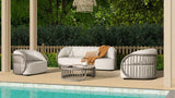 Harper - Outdoor Modern Round Coffee Table - Geige Taupe Aluminum - Furniture Home Direct