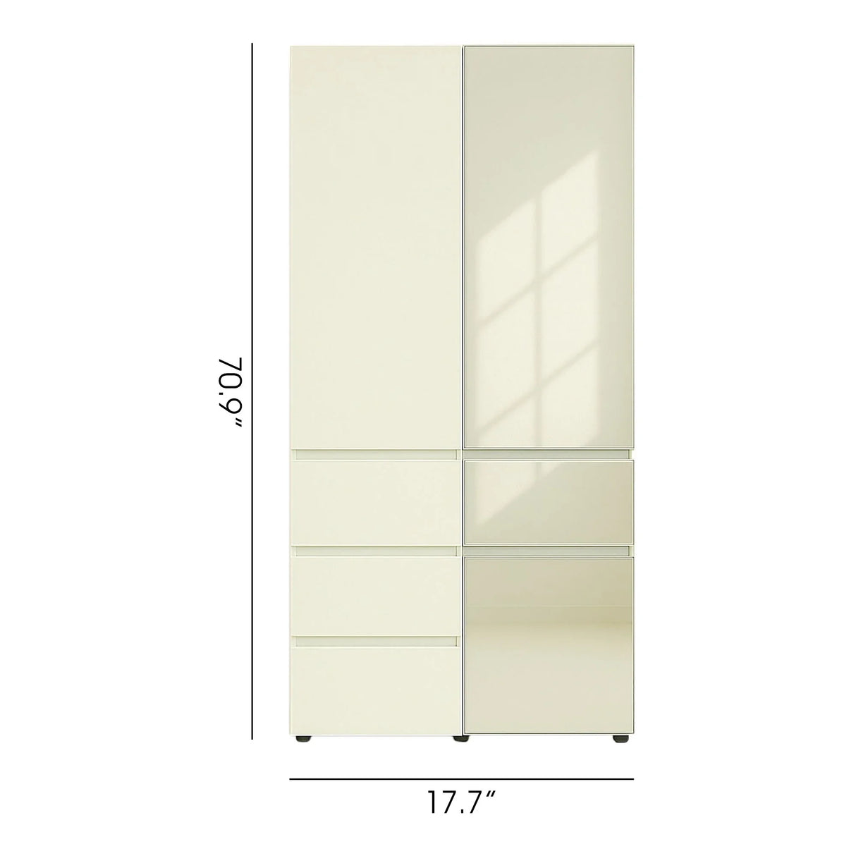 Elise - Modular Wood Closet System With Mirror In Customizable Storage Solution - White