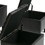 Storage Ottoman Set Tufted Faux Leather Soft Dark Brown - Furniture Home Direct