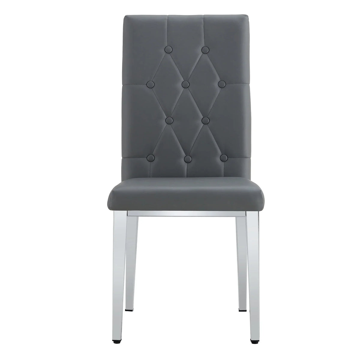 Dining Chairs Tufted Back Chrome Legs Charcoal Gray - Furniture Home Direct