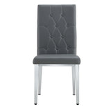 Dining Chairs Tufted Back Chrome Legs Charcoal Gray - Furniture Home Direct