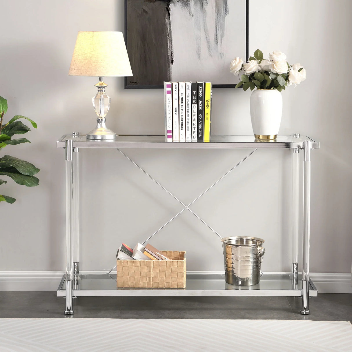 Chrome Acrylic Console Table - Chrome - Furniture Home Direct