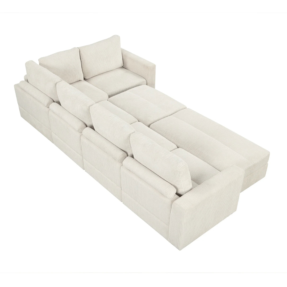 121.3" Modular Sleeper Sectional - Beige - Furniture Home Direct