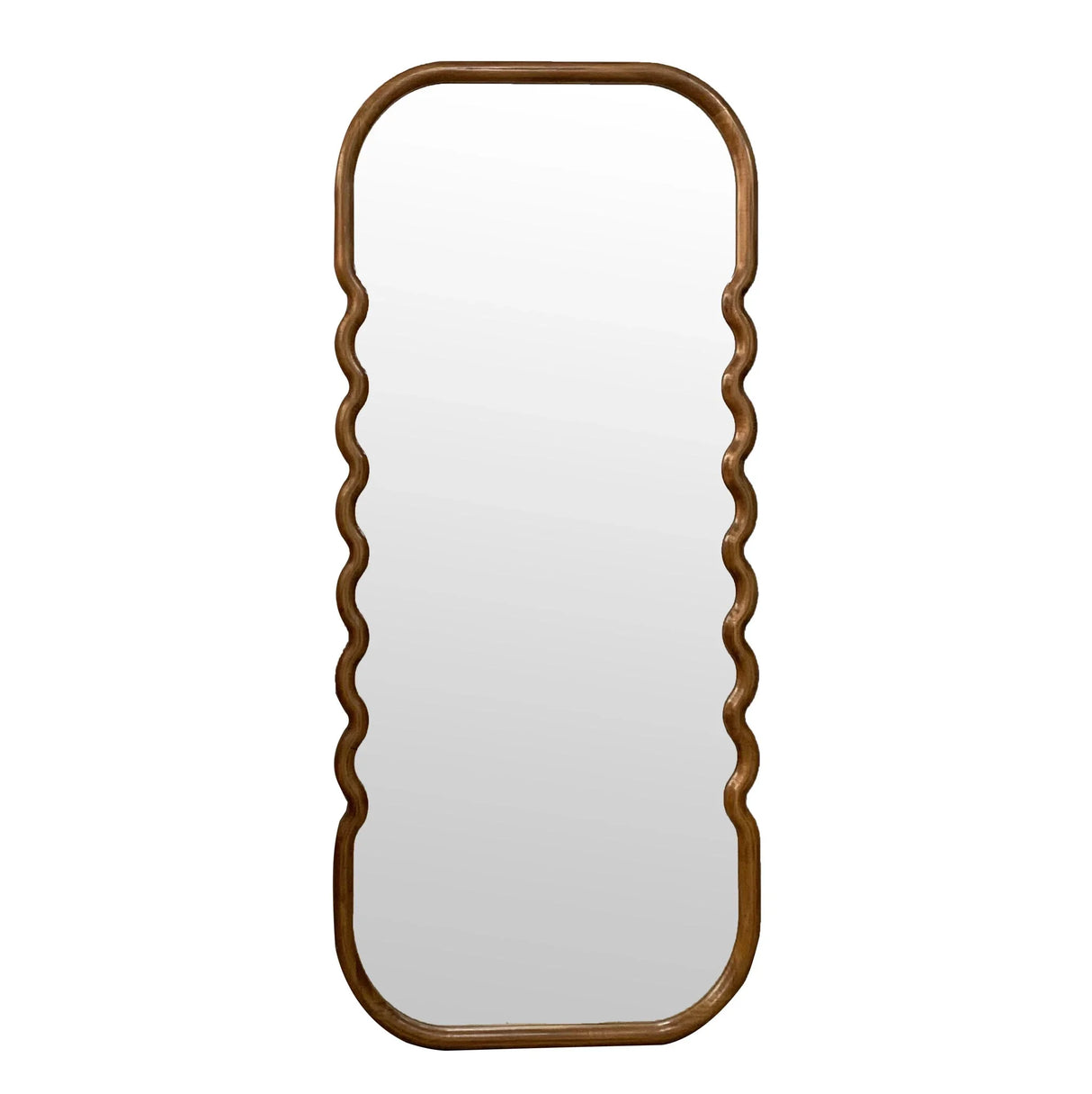 Oversized Wooden Floor Mirror With Unique Frame - Brown - Furniture Home Direct
