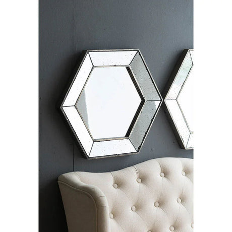 Hexagon Wall Mirror With Contemporary Glass Design, Home Decor Accent Mirror For Living Room, Entryway, Bedroom - Furniture Home Direct