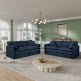 Modern Chenille Oversized Deep Seat Luxury 2 Piece Sofa Set With 4 Pillows - Furniture Home Direct