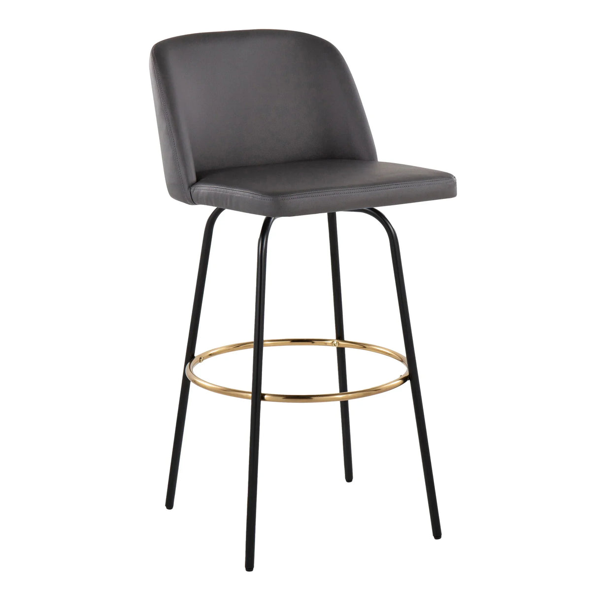 Toriano - Contemporary Fixed Height, Barstool With Swivel & Round Footrest (Set of 2) - Furniture Home Direct