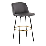 Toriano - Contemporary Fixed Height, Barstool With Swivel & Round Footrest (Set of 2) - Furniture Home Direct