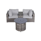 Rattan Patio Set With Comfortable Cushions And Fire Pit - Furniture Home Direct