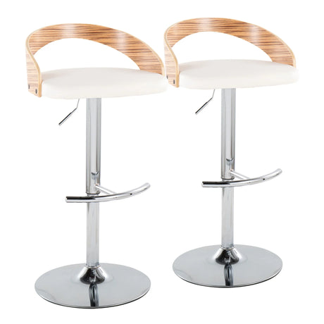 Grotto - Contemporary, Adjustable Barstool With Swivel With Rounded T Footrest (Set of 2) - Furniture Home Direct