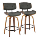 Lombardi - Mid-Century Modern Fixed Height Counter Stool With Swivel With Round Footrest (Set of 2) - Furniture Home Direct
