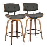 Lombardi - Mid-Century Modern Fixed Height Counter Stool With Swivel With Round Footrest (Set of 2) - Furniture Home Direct