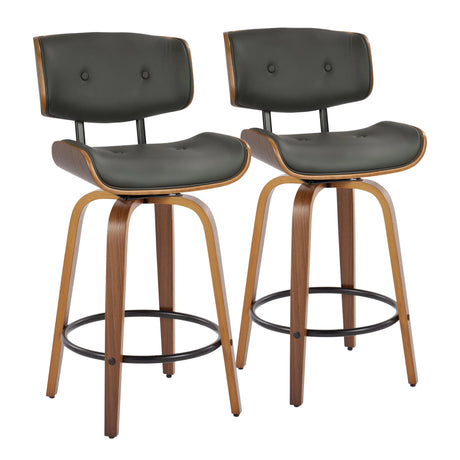 Lombardi - Mid-Century Modern Fixed Height Counter Stool With Swivel With Round Footrest (Set of 2) - Furniture Home Direct
