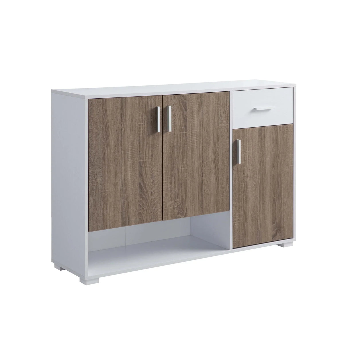 Shoe Storage Cabinet For 17 Pairs, Bedroom Cabinet With Drawer - Doors - White / Dark Taupe - Furniture Home Direct