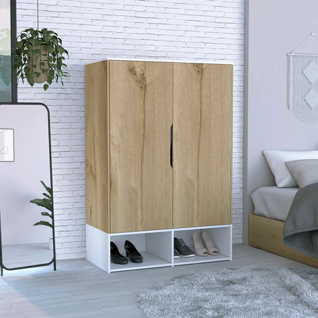 Wardrobe With Double Doors And Shoe Storage Modern Beige - Furniture Home Direct