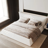 Upholstered Platform Bed With Special Shaped Velvet Headboard - Furniture Home Direct