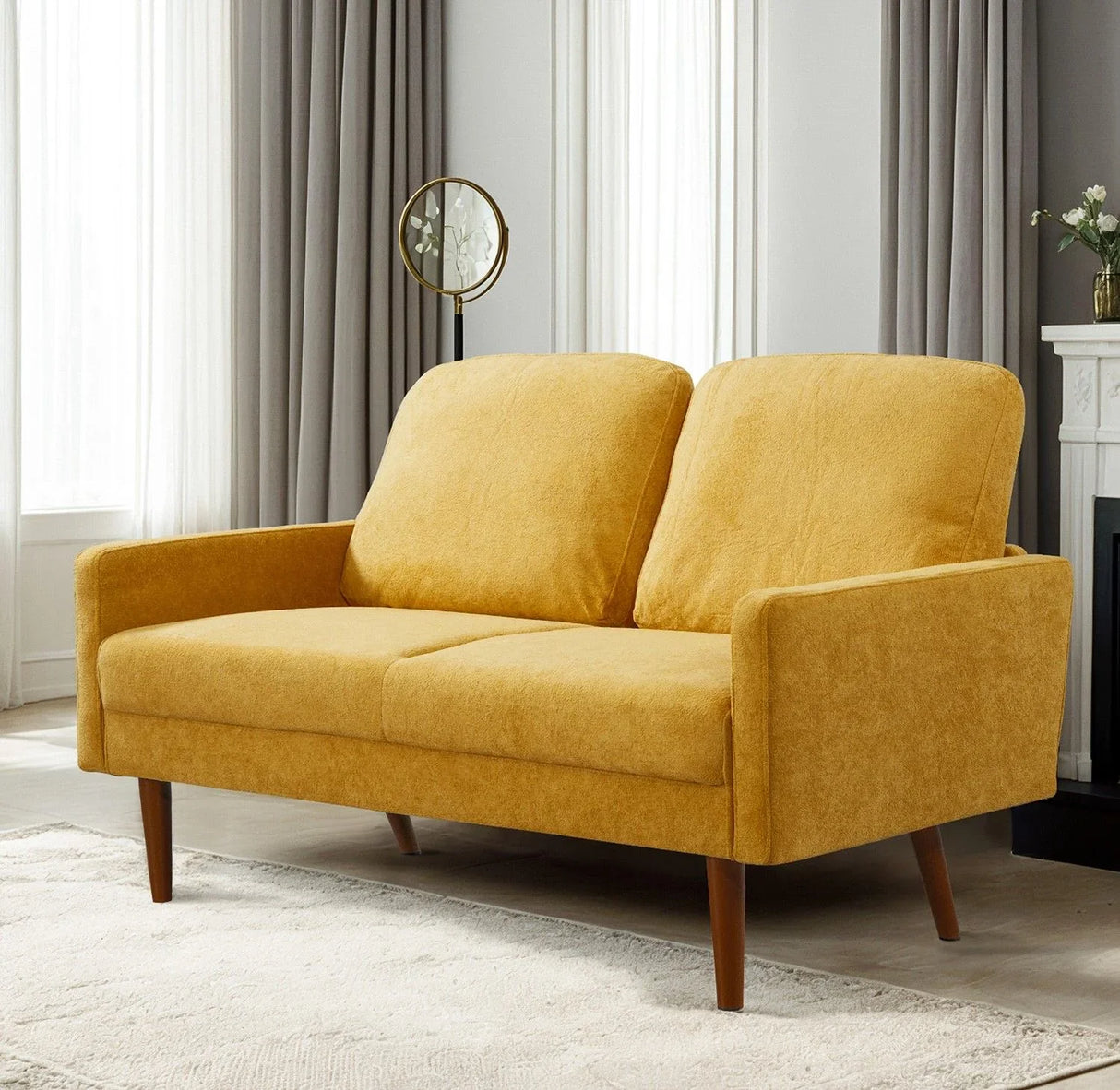 Loveseat Sofa, European Style With Sleek Design, Modern & Vintage Flair, Upholstered 2 Seater Couch - Furniture Home Direct