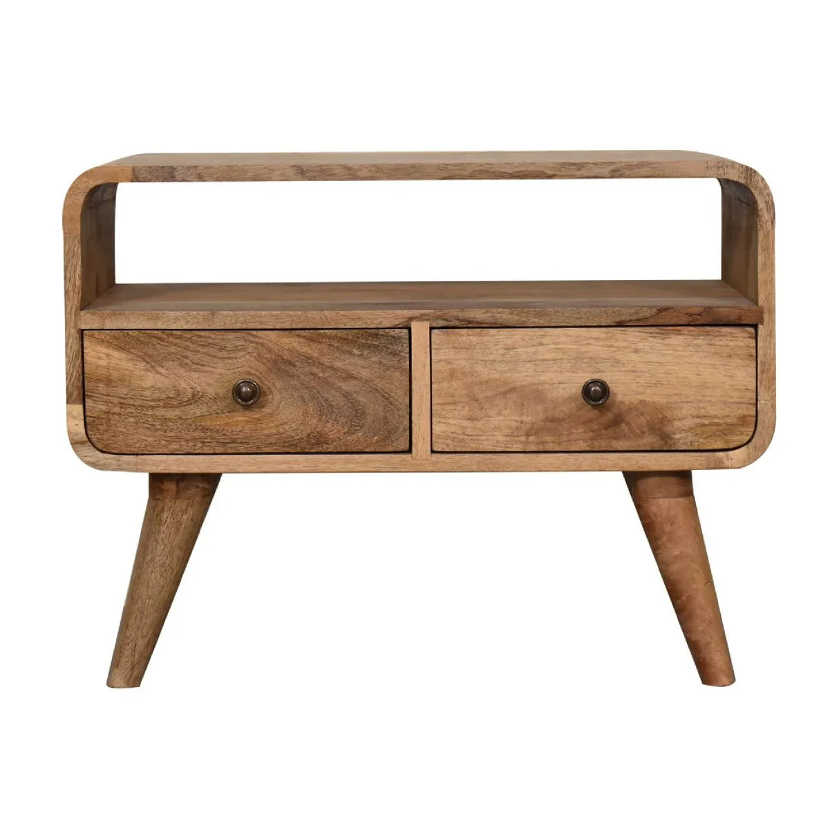 Mini Curved Media Unit - Oak - Furniture Home Direct