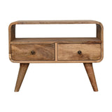 Mini Curved Media Unit - Oak - Furniture Home Direct