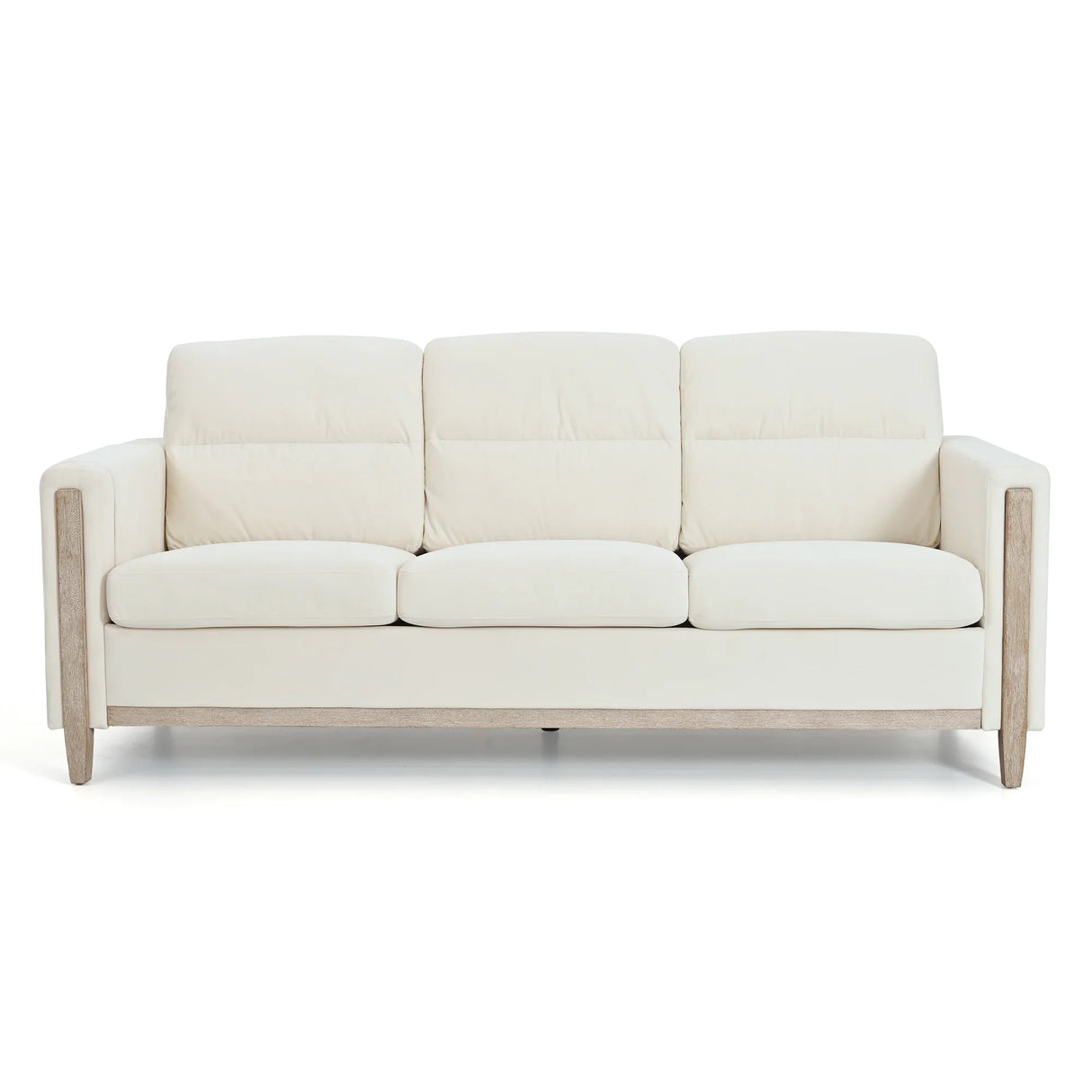 Comfortable Solid Wood Sofa with Soft Cushions - Beige - Furniture Home Direct