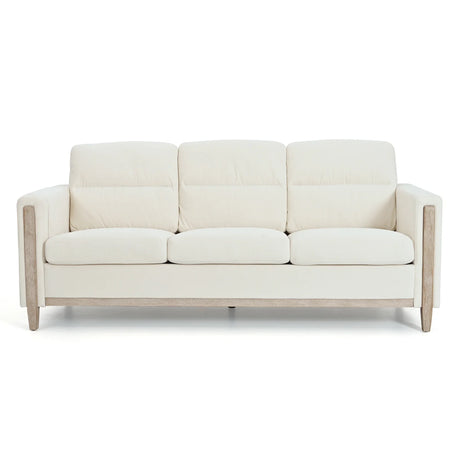 Comfortable Solid Wood Sofa with Soft Cushions - Beige - Furniture Home Direct