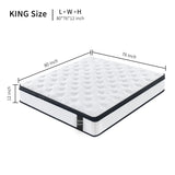 12" Hybrid Mattress Individual Pocket Spring, 7 Zoned Memory Foam - Furniture Home Direct