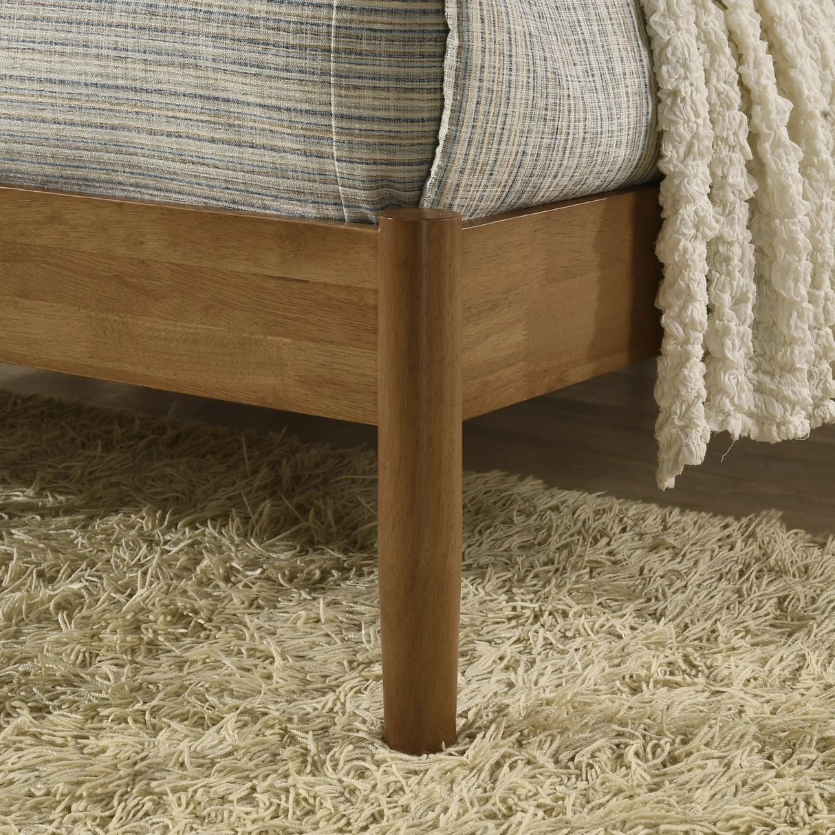 Queen Bed Corduroy Upholstered Contemporary Walnut - Furniture Home Direct