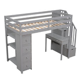 Loft Bed With Storage Drawers, Desk And Stairs With Shelves - Furniture Home Direct