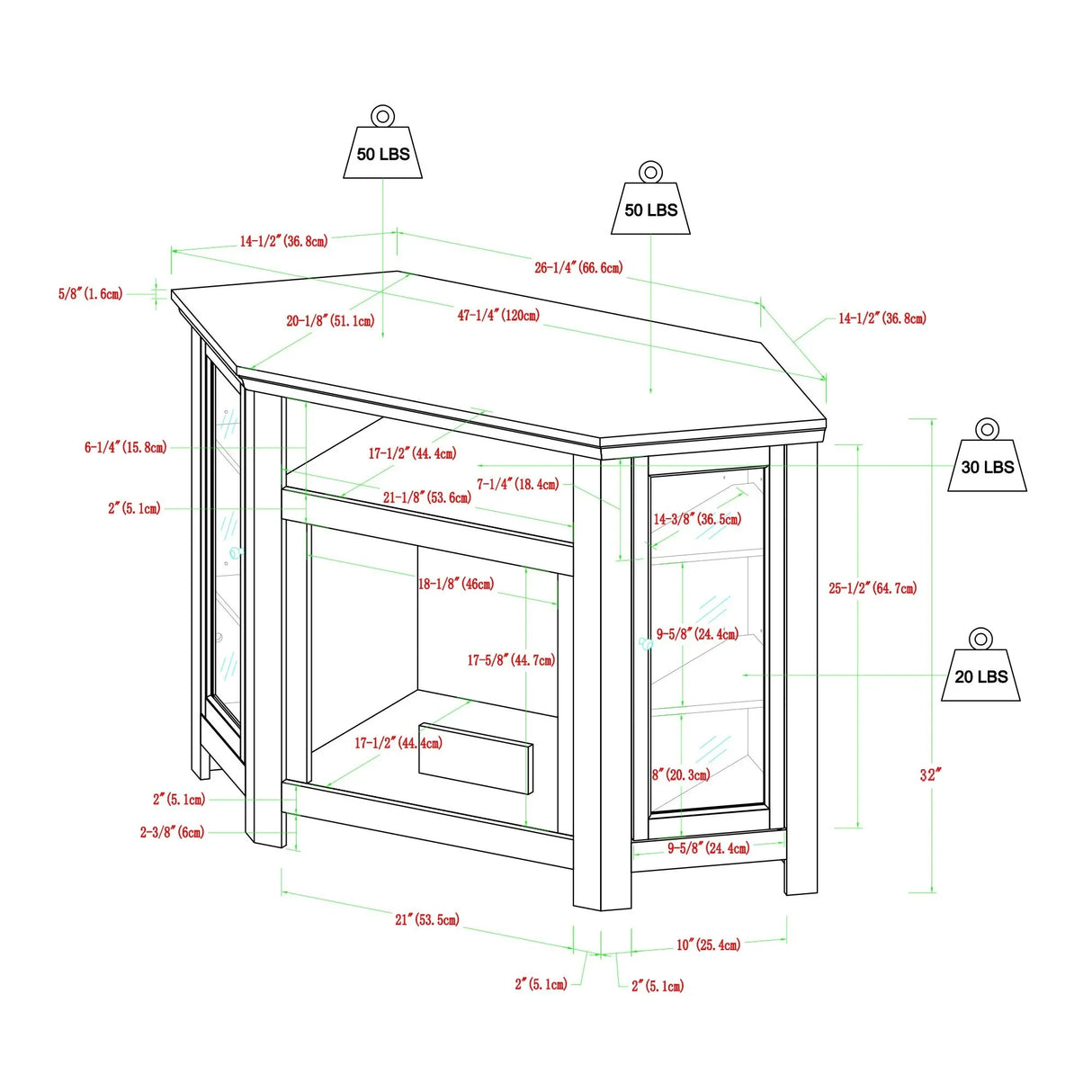 Classic Glass Door Fireplace TV Stand For Tvs Up To 55" - Furniture Home Direct