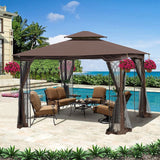 Patio Gazebo Tent With Ventilated Double Roof And Mosquito Net - Furniture Home Direct