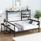 Daybed With Movable Desk, Grid, Shelves And Clothes Hanger - Furniture Home Direct