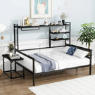 Daybed With Movable Desk, Grid, Shelves And Clothes Hanger - Furniture Home Direct