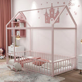 Metal Bed House Bed Frame With Fence - Furniture Home Direct