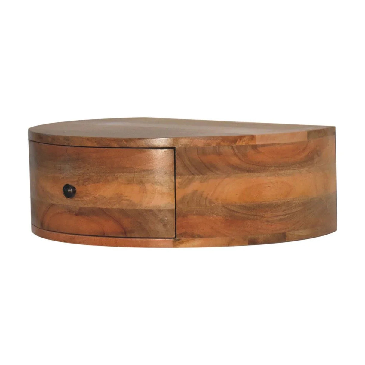 Large Wall Mounted Rounded Bedside Table - Beige - Furniture Home Direct