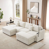 Modern Style Loveseat Sofa Sectional Sofa Couch With Storage Space, A Movable Ottoman, Two USB Ports, Two Cup Holders, A Phone Holder For Living Room - Furniture Home Direct