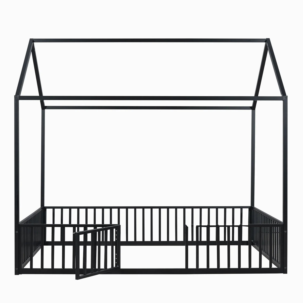 Metal House Bed With Fence And Door - Furniture Home Direct