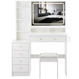 Vanity Desk With Cushioned Stool Mirror Makeup White - Furniture Home Direct